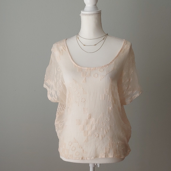 Embroidered Pure Silk Sheer Top - Picture 9 of 11